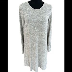 Gap swing style long sleeved gray/white/gold heathered look dress , size S.